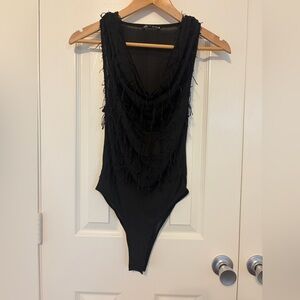 Zara Black Textured Womens  Bodysuit size S